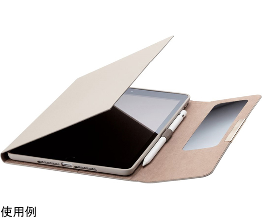iPad 第9/8/7世代/iPad 10.2 2019年モデル用フラップケース ソフトレザー &me Apple Pencil収納 ミラー付 グレージュ