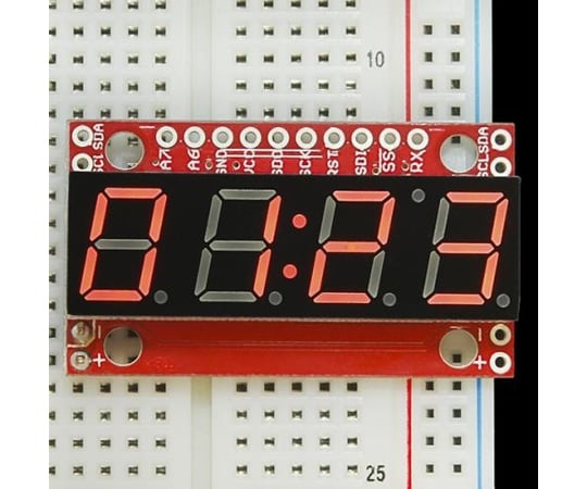 68-2101-06 シリアル接続7セグメント4桁LED(赤) SFE-COM-11441
