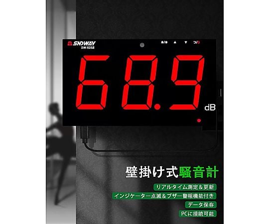 68-4065-77 壁掛け騒音計（データロガー機能付 データ容量1年分 PC