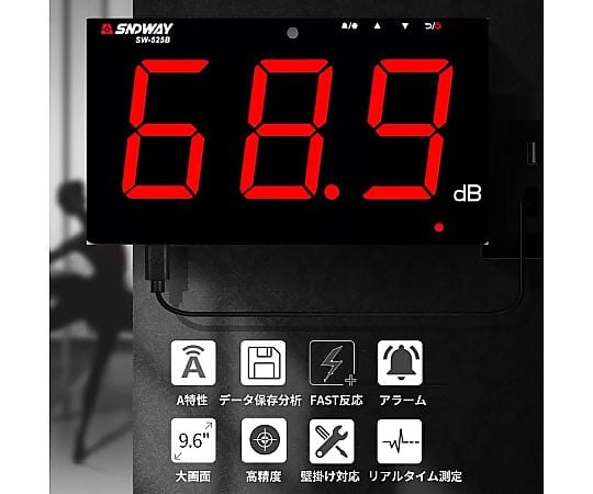 68-4065-77 壁掛け騒音計（データロガー機能付 データ容量1年分 PC