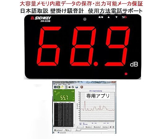 68-4065-77-81 壁掛け騒音計（データロガー機能付 データ容量1年