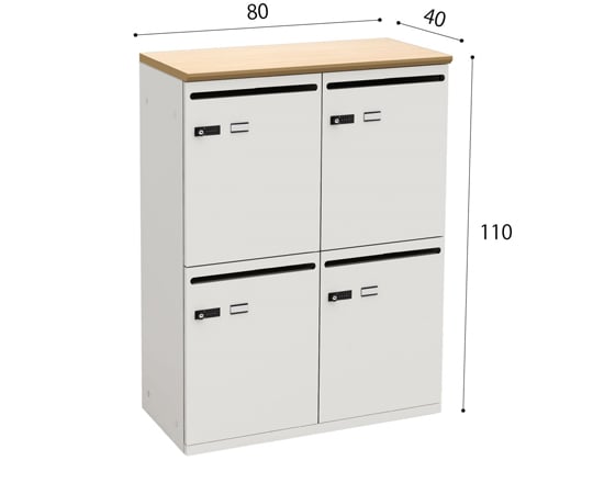 68-4536-28 パーソナルロッカー4人用 ナチュラル/ホワイト SSC-04-NAWH