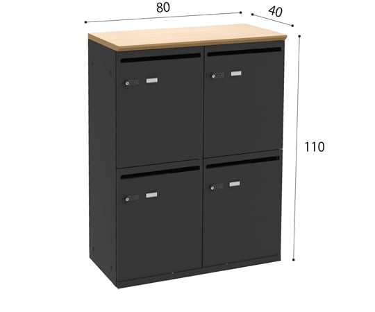 68-4536-30 パーソナルロッカー4人用 ナチュラル/ブラック SSC-04-NABK