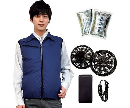 【最高に涼しい！新品 】保冷剤120個 冷却ベスト L 20セット 68-5108-56 冷感保冷剤付き、空調ベスト+モバイルバッテリー付