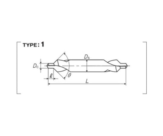 68-5167-56 強ネジレ溝A形90゜センタ穴D（CY1.0Z）B CE-Q 1 X 90゜X 4