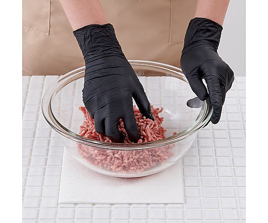 現在受注を停止している商品です］68-5618-41 使い捨てゴム手袋 黒 XS