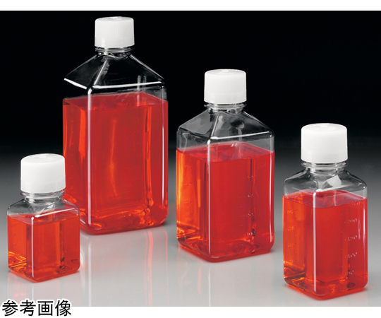 68-5629-77 角型培地ボトル 125mL PET トレイ/本体・キャップ付