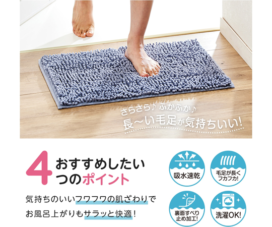 68-6651-89 マイクロファイバー吸水速乾バスマット ブルーグレー