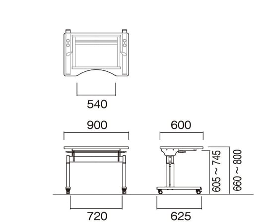 68-7021-97 福祉・医療施設テーブル 車椅子用 アイボリー 900×600×660