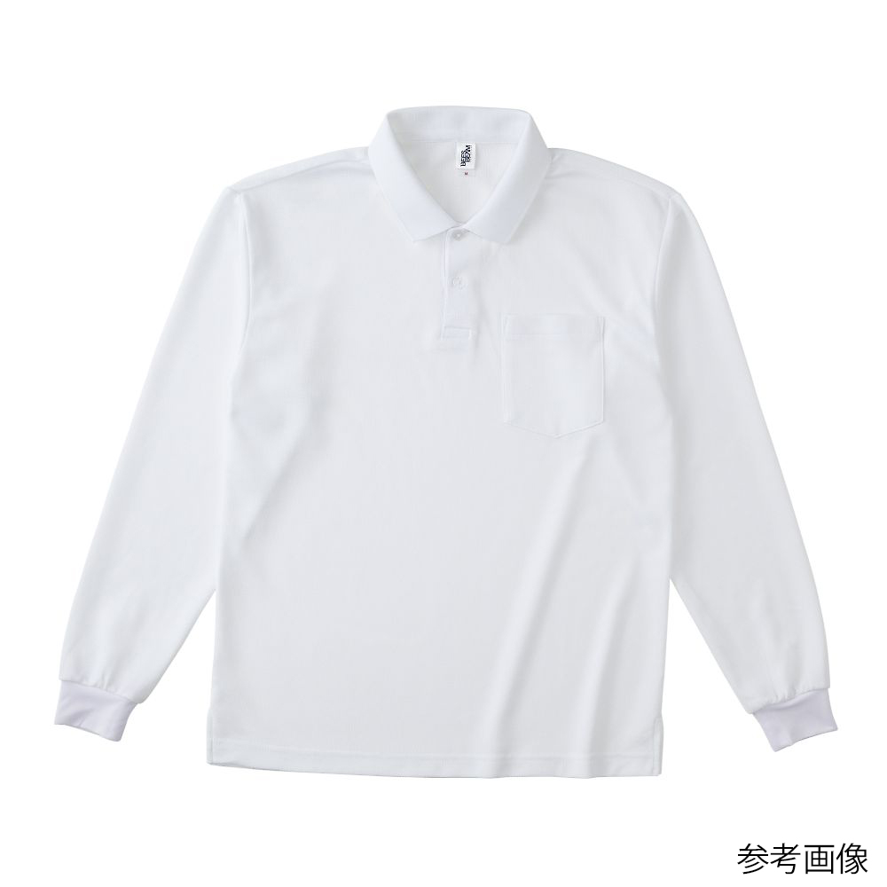 68-7408-20 ポケット付き長袖アクティブポロシャツ ホワイト XS