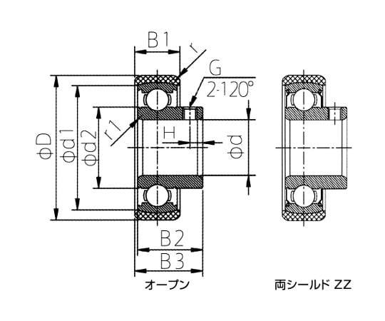 68-9420-34 調心機能付きステンレスベアリング（止めねじ付き