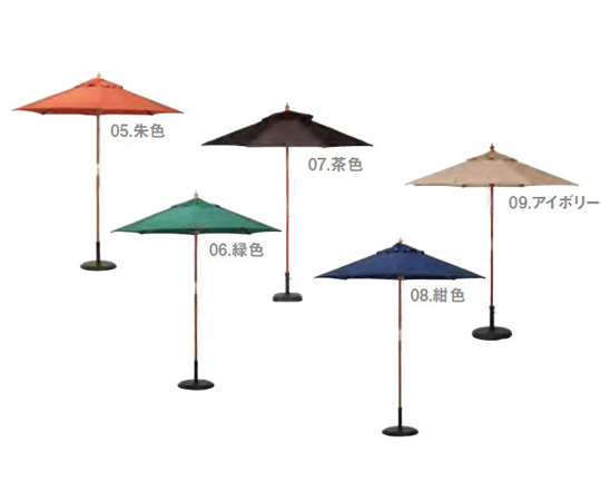 店頭販売ワゴン 側面シナ合板（無塗装） パラソル朱色　54160