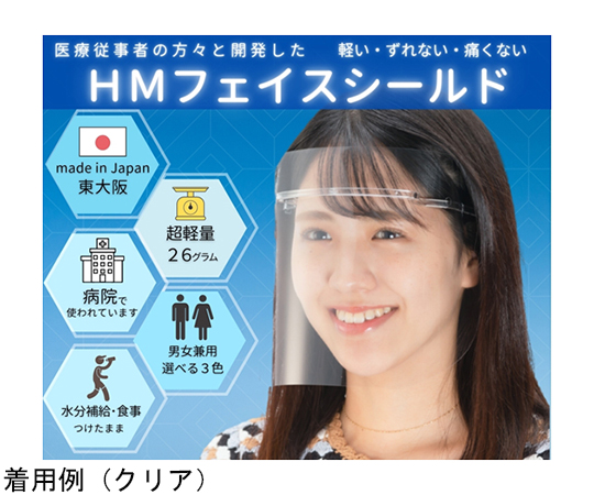 片面くもり止め加工 HMフェイスシールド クリア 1セット（フレーム1個+替シールド3枚） anfog-FS-C1-3