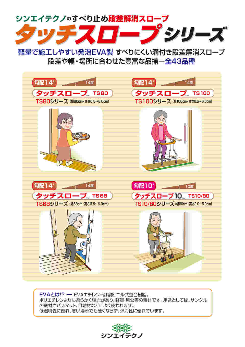 69-1220-03 段差解消スロープ「タッチスロープ」発泡PE製 勾配