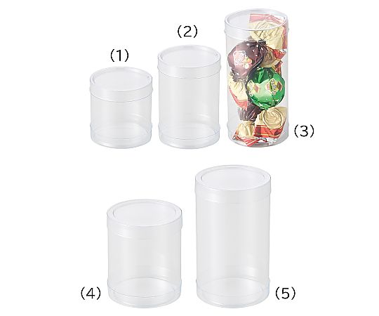 69-3825-06 大森 円筒クリアケース M5 かぶせ式 PVC 直径4.9×高さ4.7cm