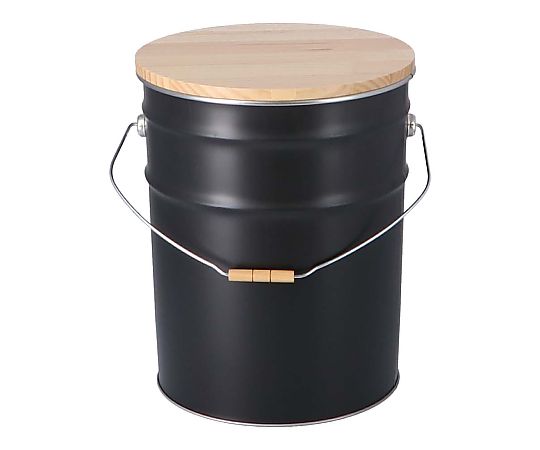 【美品】LIFELEX 木蓋ペール缶スツール ブラック　レアステッカー付き 69-3842-48 LIFELEX 木蓋ペール缶スツール ブラック 【AXEL】 アズワン