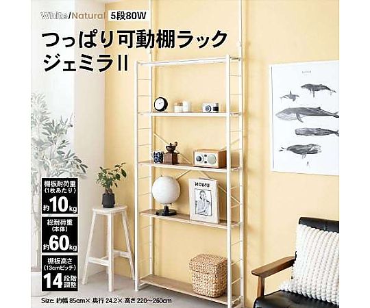 クリスマスセール！未使用　うさぎ抜き　ラック　シェルフ 69-3843-11 つっぱり可動棚ラック ジェミラII 8015-180 ホワイト