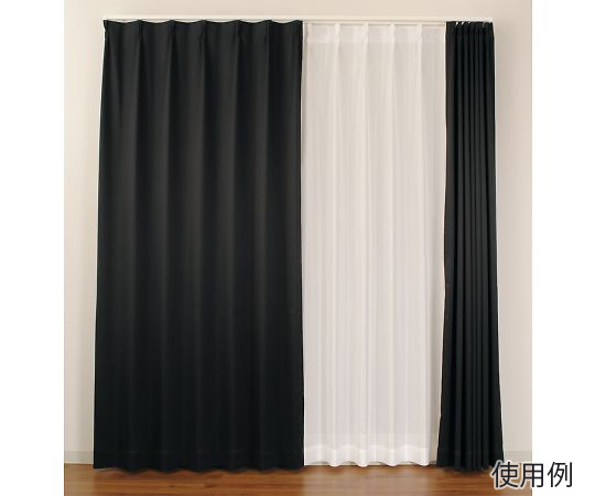 69-3859-04 防炎カーテン ペルーイ 幅150、高さ135cm ブラック BK