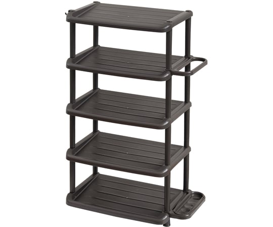 69-5485-53 シューズラック 5段ワイドサイズ 傘立て付き ブラウン