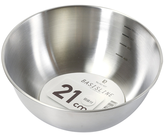  グレー　ボウル21㎝×4 69-5850-45 ベーシスライン ステンレス製ボウル21cm（目盛付） HC-437