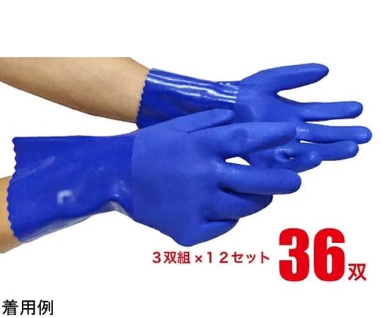 69-5908-47 耐油ビニール手袋 LL 1箱(3双×12組入) JK-010 【AXEL