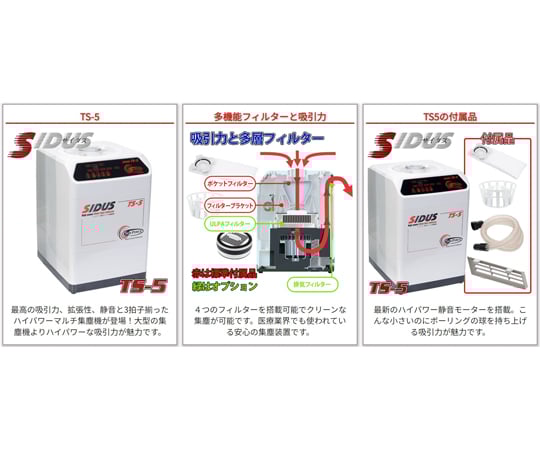 69-6280-95 S＆F SIDUS ハイパワー静音集塵機 TS-5 【AXEL