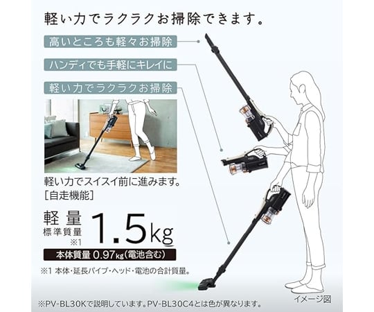 69-6304-89 コードレススティッククリーナー ホワイト PV-BL30C4