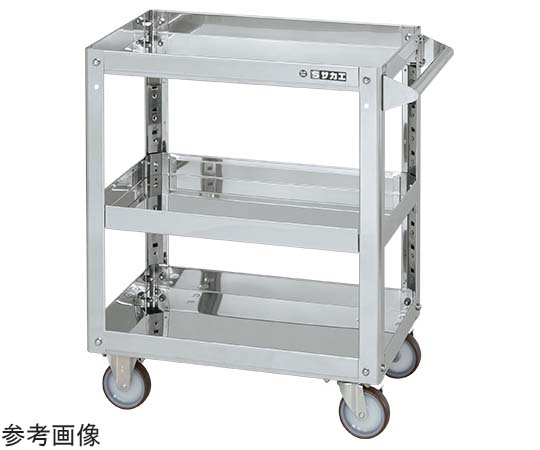 ステンレススーパーワゴン（SUS304/プレート式ナイロンウレタン車/ステンレス金具仕様）W600×D400×H740mm　SAP3-6073SNU