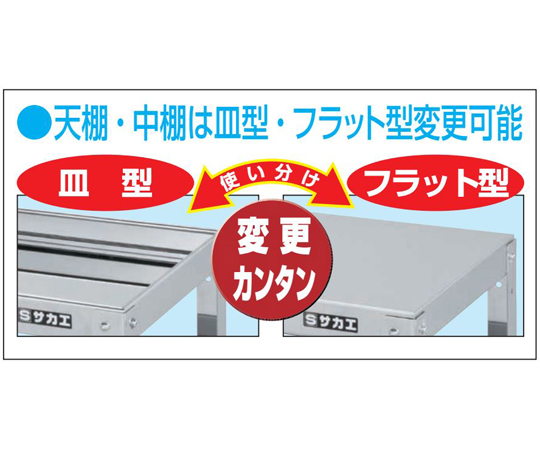 ステンレススーパーワゴン（SUS430/プレート式ナイロンウレタン車/スチール金具仕様）W750×D500×H1150mm　SAP4-75114NU