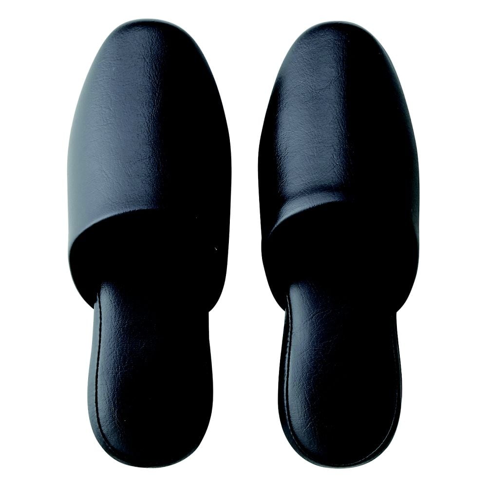 69-6414-43 シボナシレザー風スリッパ 5足組 ブラック L 560962 【AXEL