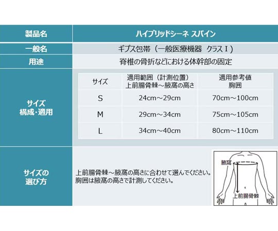 ボニック本体のみ 69-7238-50 ギプス包帯/ギプスシーネ ハイブリッドシーネ スパイン L