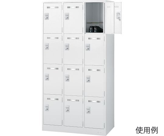 69-7691-13 ダイヤル錠 更衣ロッカー ホワイト 900×515×1790 3列4段 12