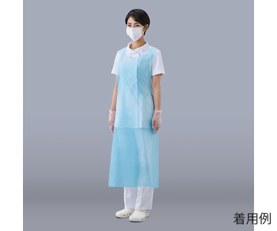 69-8244-89 PEエプロン 袖なし フリー ブルー 1箱(110枚入) 【AXEL