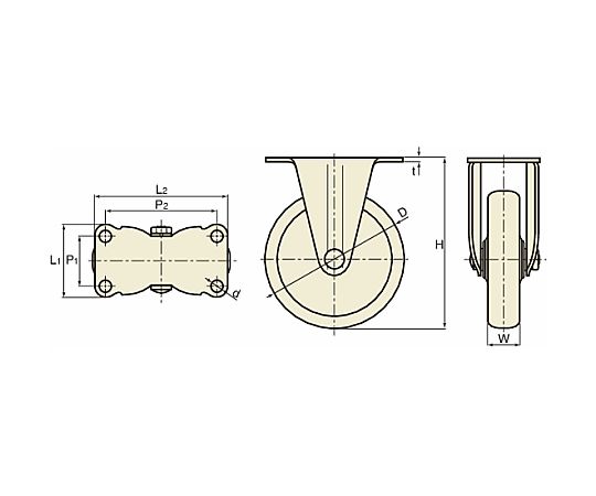 69-8845-33 パッキングキャスター（スタンダード）合成ゴム車輪（NBR