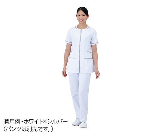 レディースジャケット　スマートスクラブエレガント　ホワイト×シルバー　M