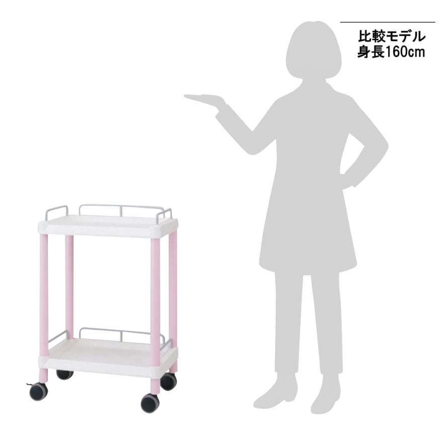 7-1275-01 モバイルイージーカート(ガード枠付き：ピンク) 引出しなし