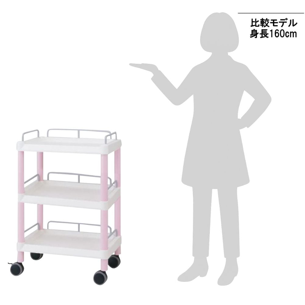 A3! カード類 7-1275-03 モバイルイージーカート(ガード枠付き：ピンク) 引出しなし