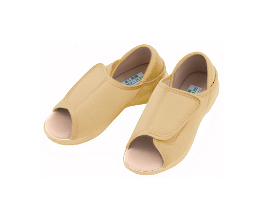 かかとが踏めるルームシューズ（オープントゥタイプ）　ベージュ・3L