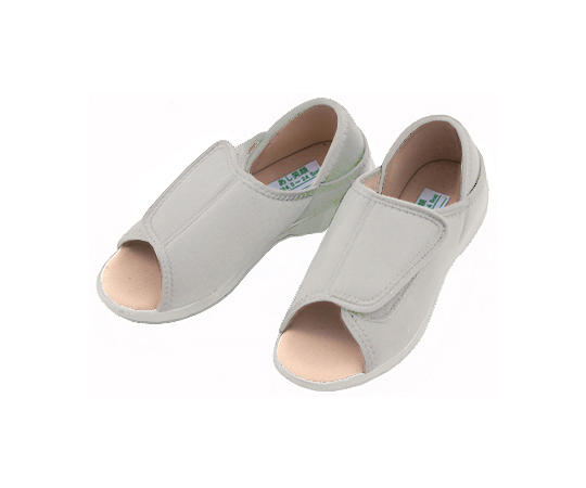 かかとが踏めるルームシューズ（オープントゥタイプ）　グレー・L