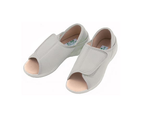 かかとが踏めるルームシューズ（オープントゥタイプ）　グレー・3L