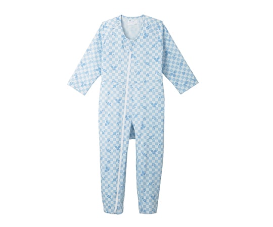 介護寝巻き　コンビネーションⅡ（フルオープン型）　リーフブルー　LL