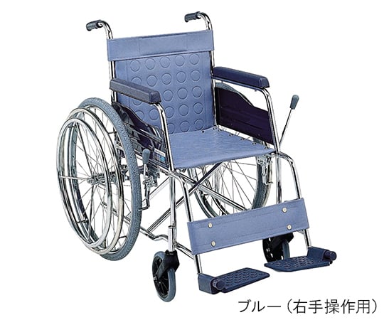 【非課税】松永製作所7-2202-04ワンハンドドライブ（スチール製片手自走式）ブルー左手用420mm【1台】(as1-7-2202-04)