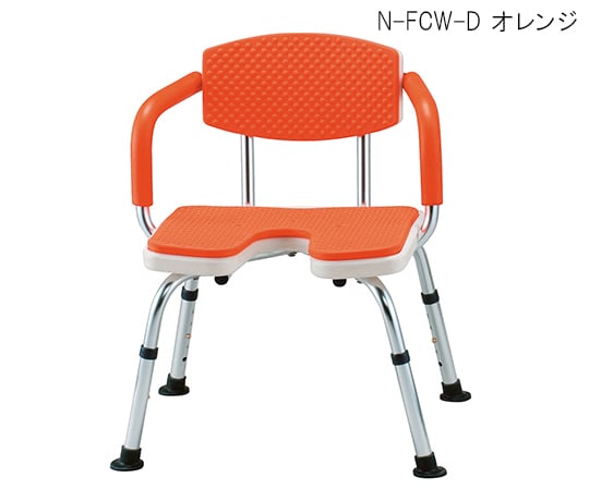 7-2351-04 シャワーベンチすま～いる （手すり付き） 620×550×650～750mm オレンジ N-FCW-D オレンジ