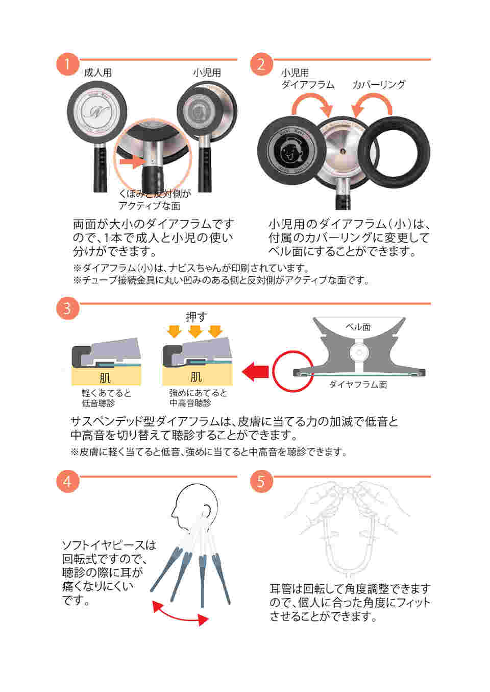 7-2889-13 バイタルナビ聴診器（サスペンデッド） ラズベリーピンク RP