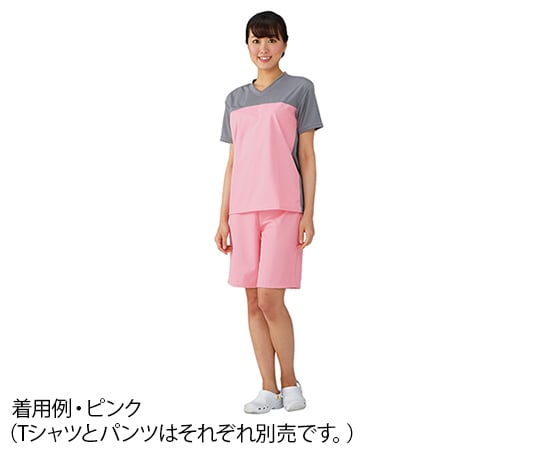 7-3098-03 入浴介護Tシャツ (男女兼用) ピンク LL 403340-03