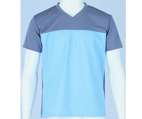 入浴介護Tシャツ （男女兼用） ブルー L 403340-10