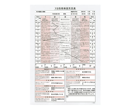 7-3957-01 心理検査(YG性格検査) 検査用紙 一般用 10枚入 T.K.K.1501a