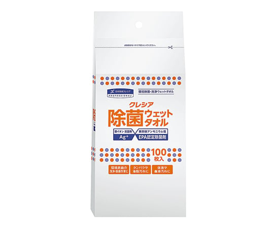 7-4150-12 クレシア 除菌ウェットタオル ボトルタイプ詰替用 100枚入