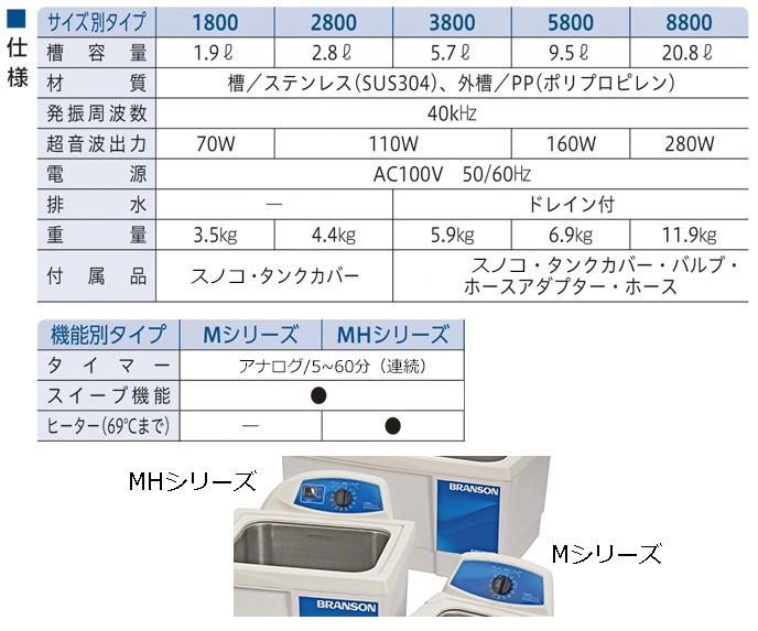 7-5318-45 超音波洗浄器(Bransonic®) 336×305×304mm M2800H-J 【AXEL