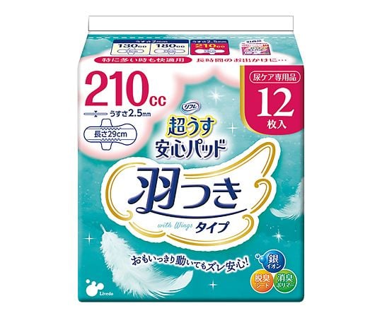 7-544-03　リフレ　超うす安心パッド（羽つき）　200mL　12枚入 17796